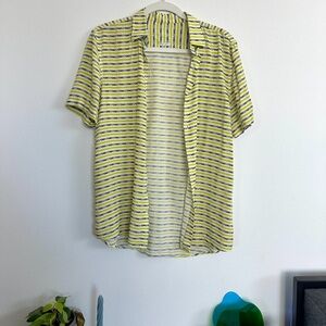 zara LEMONADE all over printed button down / revere shirt